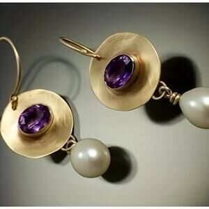 Vintage Women's Zircon Pearl Style Dangle Earrings, Elegant Casual Party Gift